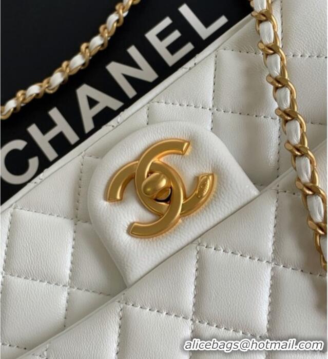 Buy Discount Chanel Shiny Lambskin Mini Flap Bag with CC Chain AS5759 White 2025