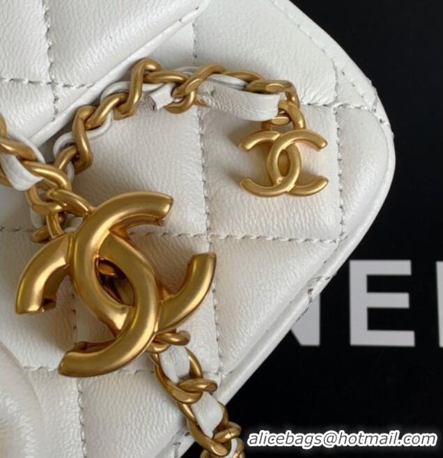 Buy Discount Chanel Shiny Lambskin Mini Flap Bag with CC Chain AS5759 White 2025