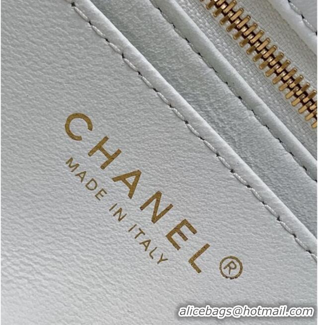 Buy Discount Chanel Shiny Lambskin Mini Flap Bag with CC Chain AS5759 White 2025