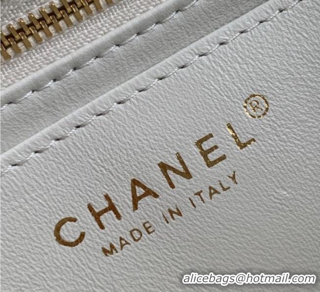 New Design Chanel Shiny Lambskin Mini Flap Bag with CC Chain AS5759 Light Grey 2025