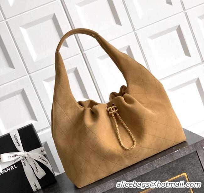 Luxury Classic Chanel Quilted Soft Suede Hobo Bag CH101101 Brown 2025
