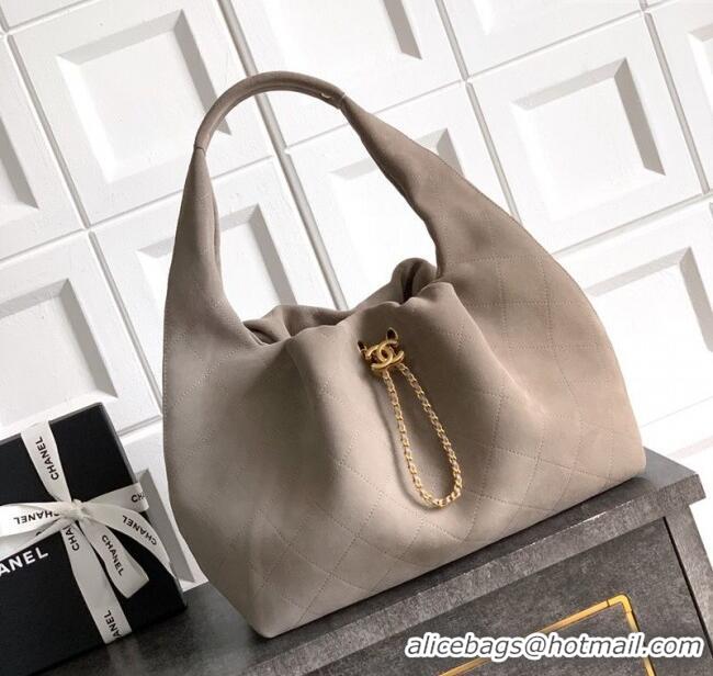 Inexpensive Chanel Quilted Soft Suede Hobo Bag CH101101 Grey 2025