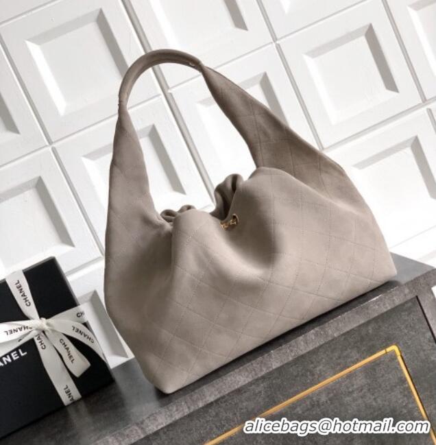 Inexpensive Chanel Quilted Soft Suede Hobo Bag CH101101 Grey 2025