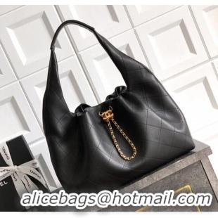 Market Sells Chanel Quilted Soft Leather Hobo Bag CH101101 Black 2025