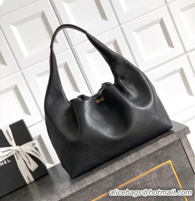 Market Sells Chanel Quilted Soft Leather Hobo Bag CH101101 Black 2025