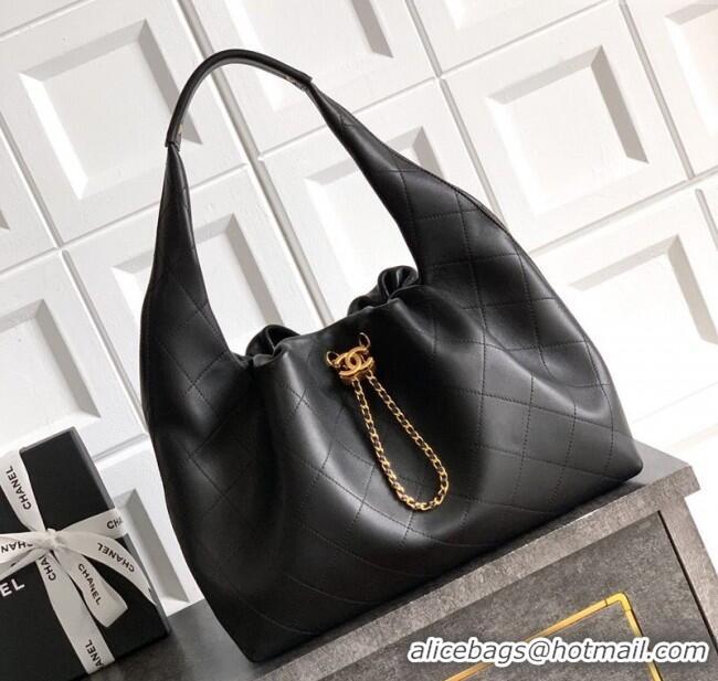 Market Sells Chanel Quilted Soft Leather Hobo Bag CH101101 Black 2025