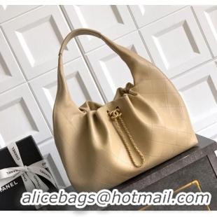 Low Cost Chanel Quilted Soft Leather Hobo Bag CH101101 Apricot 2025