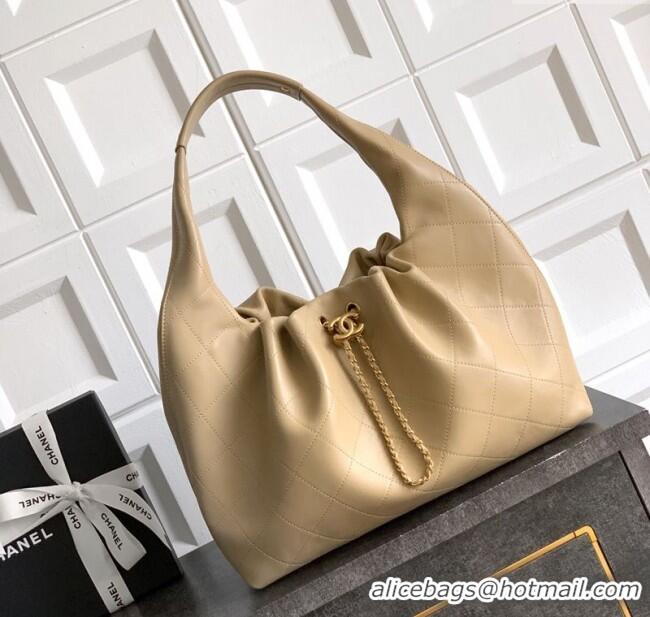 Low Cost Chanel Quilted Soft Leather Hobo Bag CH101101 Apricot 2025