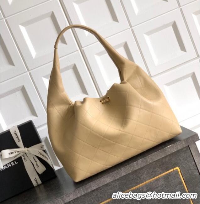 Low Cost Chanel Quilted Soft Leather Hobo Bag CH101101 Apricot 2025