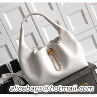 Luxury Cheap Chanel Quilted Soft Leather Hobo Bag CH101101 White 2025