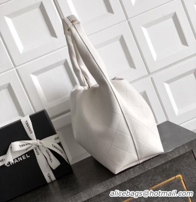 Luxury Cheap Chanel Quilted Soft Leather Hobo Bag CH101101 White 2025