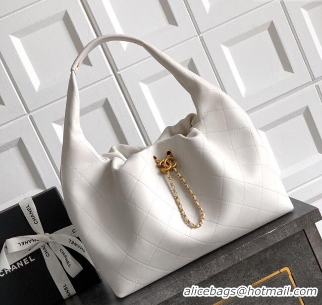 Luxury Cheap Chanel Quilted Soft Leather Hobo Bag CH101101 White 2025