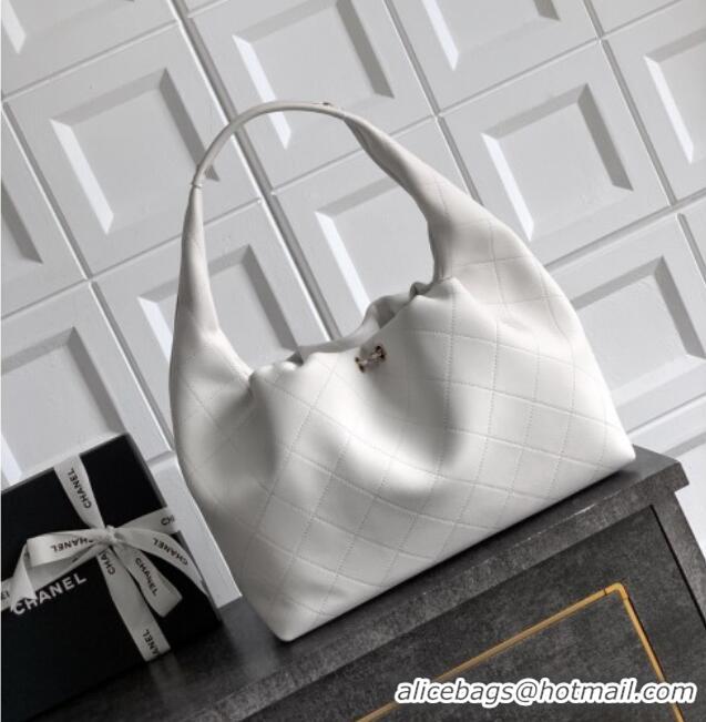 Luxury Cheap Chanel Quilted Soft Leather Hobo Bag CH101101 White 2025