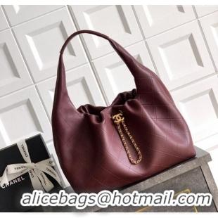 Well Crafted Chanel Quilted Soft Leather Hobo Bag CH101101 Burgundy 2025