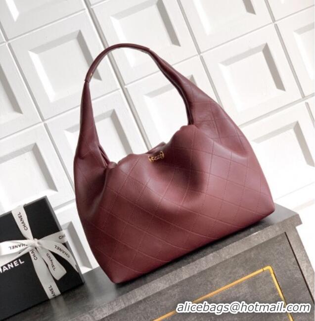 Well Crafted Chanel Quilted Soft Leather Hobo Bag CH101101 Burgundy 2025