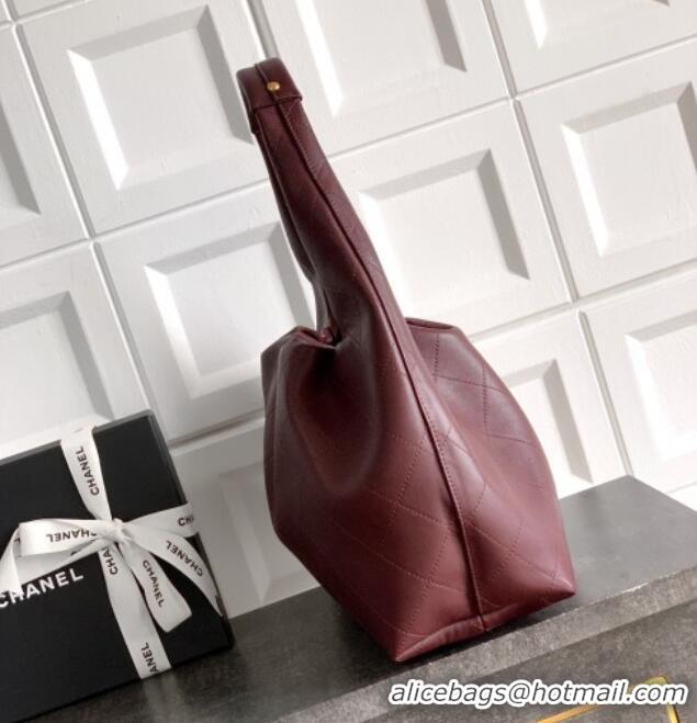 Well Crafted Chanel Quilted Soft Leather Hobo Bag CH101101 Burgundy 2025