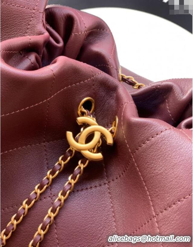 Well Crafted Chanel Quilted Soft Leather Hobo Bag CH101101 Burgundy 2025