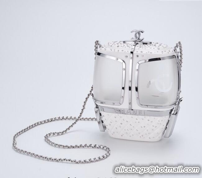 Grade Quality Chanel Snow Evening Bag with Strass AS1200 White 2025