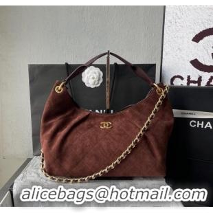 Good Quality Chanel Suede Hobo Bag AS5978 Dark Brown 2025