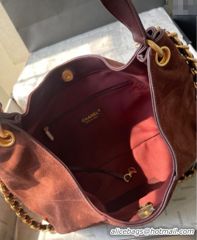 Good Quality Chanel Suede Hobo Bag AS5978 Dark Brown 2025