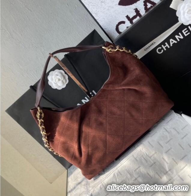 Good Quality Chanel Suede Hobo Bag AS5978 Dark Brown 2025