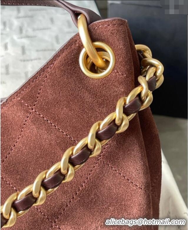 Good Quality Chanel Suede Hobo Bag AS5978 Dark Brown 2025
