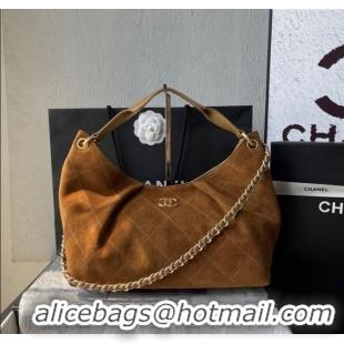 Good Taste Chanel Suede Hobo Bag AS5978 Light Brown 2025
