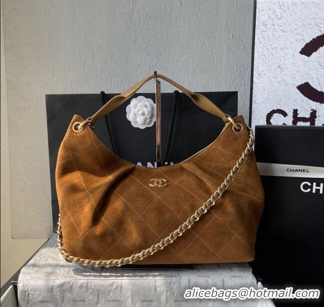 Good Taste Chanel Suede Hobo Bag AS5978 Light Brown 2025