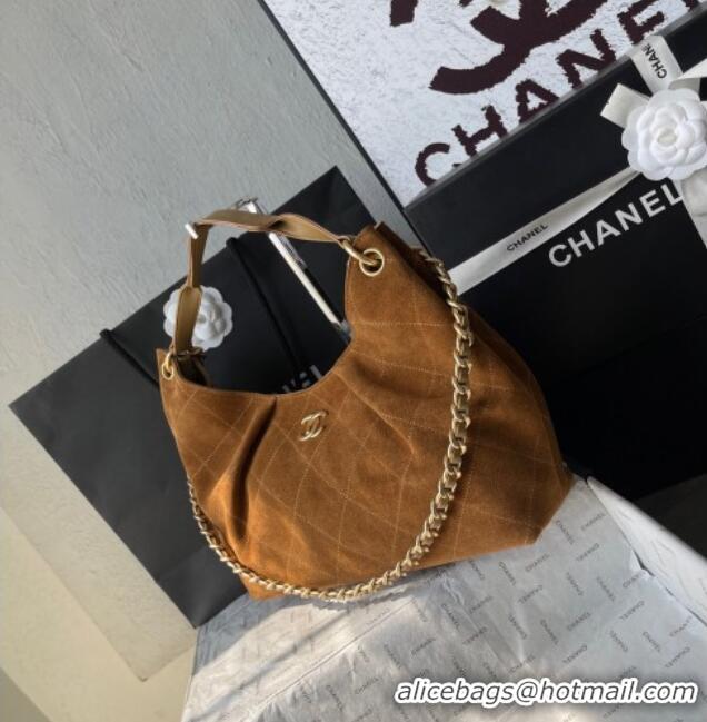 Good Taste Chanel Suede Hobo Bag AS5978 Light Brown 2025