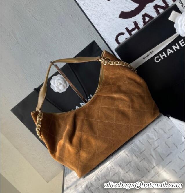 Good Taste Chanel Suede Hobo Bag AS5978 Light Brown 2025