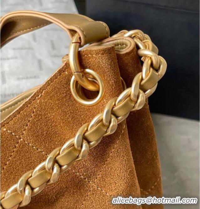 Good Taste Chanel Suede Hobo Bag AS5978 Light Brown 2025