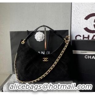 Particularly Recommended Chanel Suede Hobo Bag AS5978 Black 2025