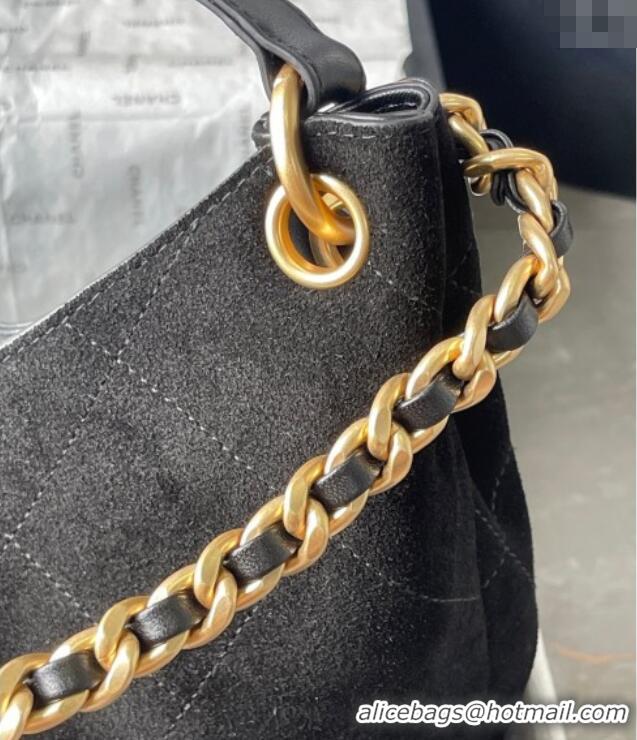 Particularly Recommended Chanel Suede Hobo Bag AS5978 Black 2025