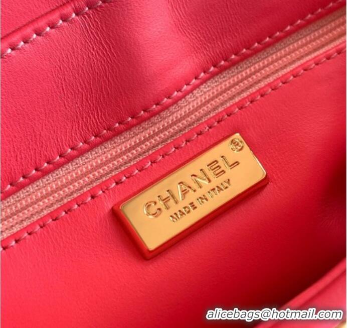 Spot Bulk Chanel Raffia Straw and Calfskin Small Flap Bag AS5929 Beige/Pink 2025