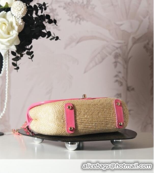 Cheap Price Chanel Raffia Straw and Calfskin Large Flap Bag AS5929 Beige/Pink 2025