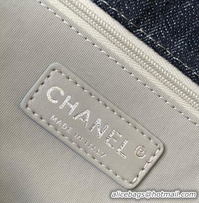 Classic Cheap Chanel Quilted Denim Airport Medium Flap Bag AS2137 Blue 2025