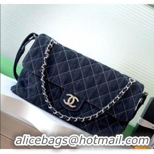 Top Quality Chanel Quilted Denim Airport Large Flap Bag AS2136 Blue 2025