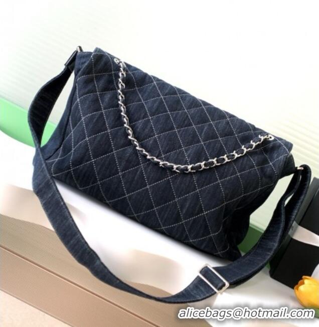 Top Quality Chanel Quilted Denim Airport Large Flap Bag AS2136 Blue 2025