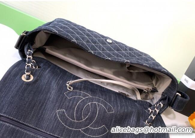 Top Quality Chanel Quilted Denim Airport Large Flap Bag AS2136 Blue 2025