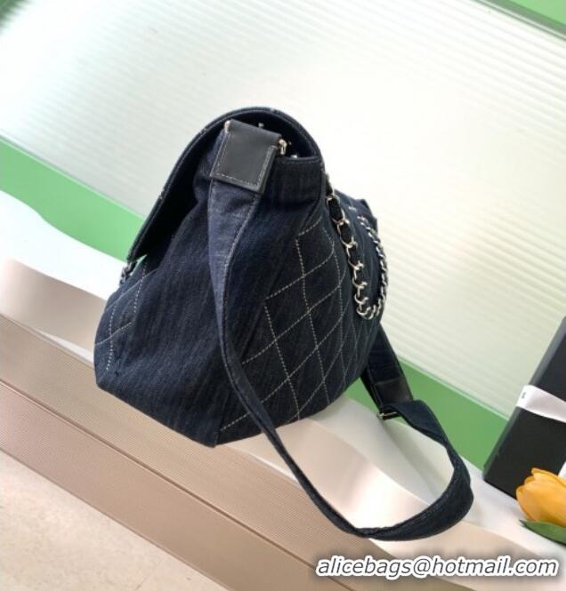 Top Quality Chanel Quilted Denim Airport Large Flap Bag AS2136 Blue 2025