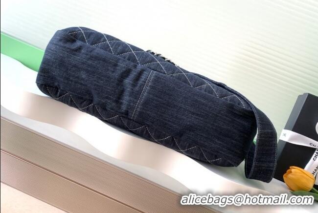Top Quality Chanel Quilted Denim Airport Large Flap Bag AS2136 Blue 2025