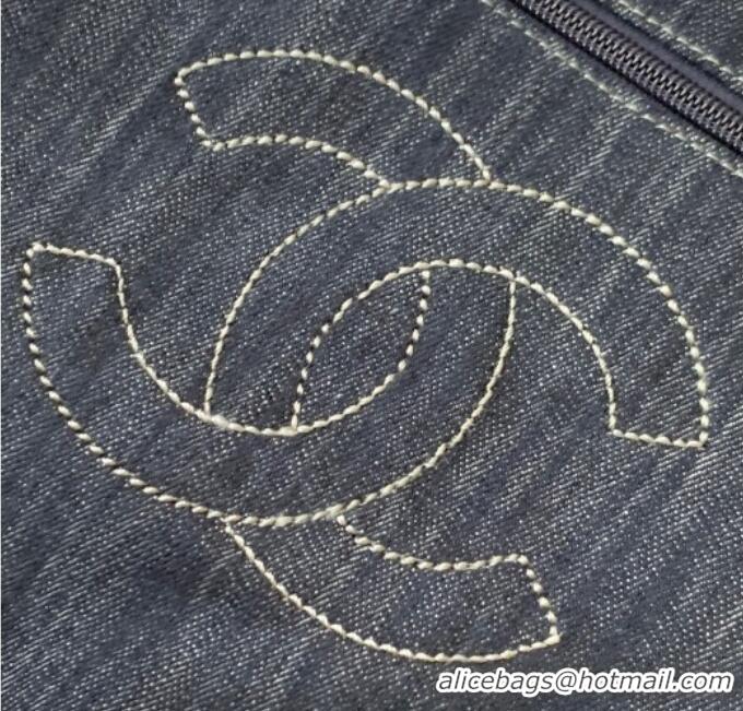 Top Quality Chanel Quilted Denim Airport Large Flap Bag AS2136 Blue 2025