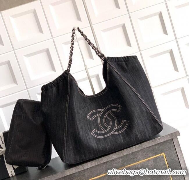 Sophisticated Discount Chanel Denim Large Shopping Bag AS2138 Black 2025
