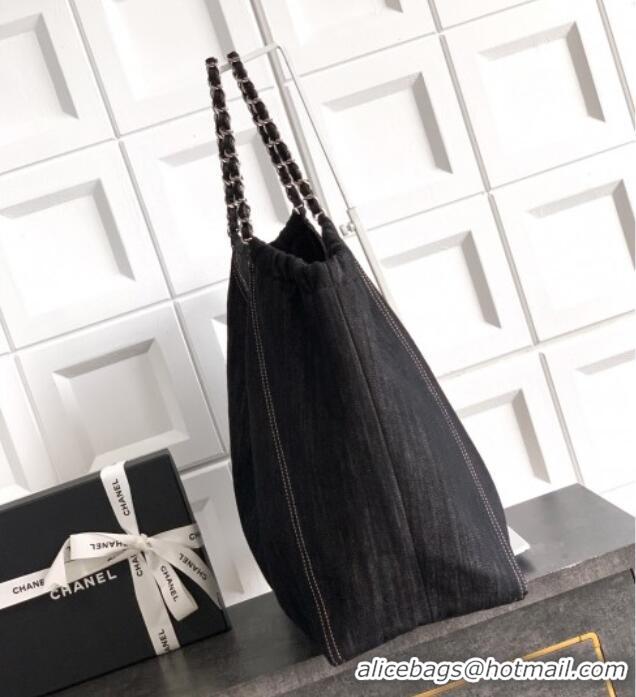 Sophisticated Discount Chanel Denim Large Shopping Bag AS2138 Black 2025