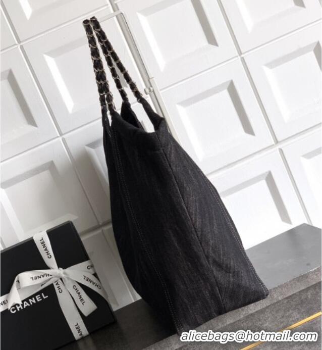 Market Sells Chanel Denim Medium Shopping Bag AS2138 Black 2025