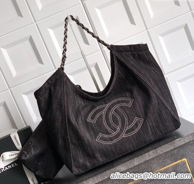 Market Sells Chanel Denim Medium Shopping Bag AS2138 Black 2025