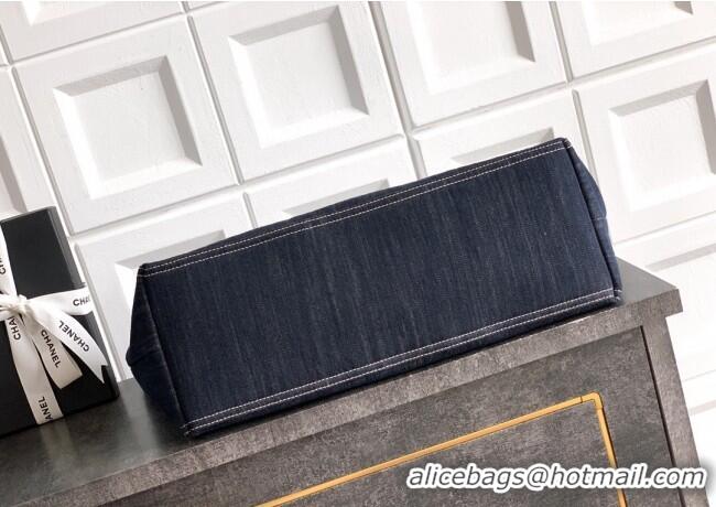Stylish Cheap Chanel Denim Medium Shopping Bag AS2138 Midnight Blue 2025