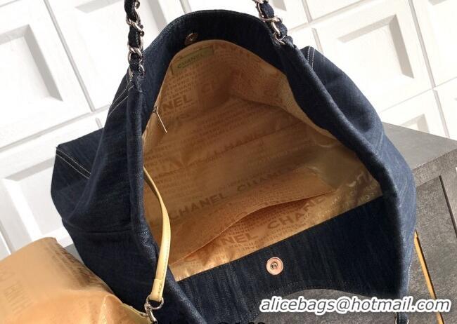 Stylish Cheap Chanel Denim Medium Shopping Bag AS2138 Midnight Blue 2025