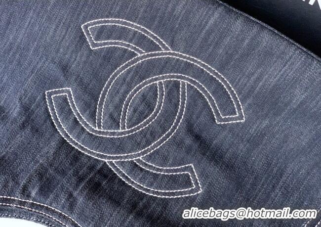 Stylish Cheap Chanel Denim Medium Shopping Bag AS2138 Midnight Blue 2025