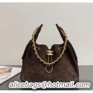 Market Sells Chanel 25 Small Handbag in Suede AS5293 Dark Brown Spring-Summer 2025